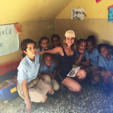 Camille Kleinman with Kids in the Dominican School Library